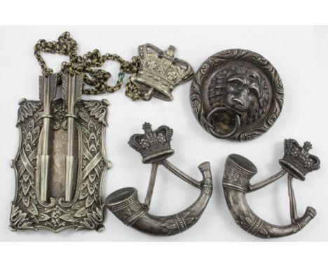 Military, Victorian silver plated accoutrements - mostly Light Infantry (4 items).