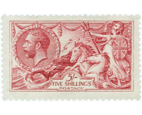 GB 1918 Bradbury Wilkinson 5s rose-red stamp, fresh mint but gum a little mottled, SG.416, cat £325