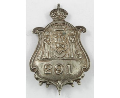 Norwich Special Constable white metal badge No. 291. Pin fitting to reverse.