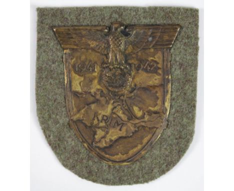 German WW2 Krim shield on army cloth, VF