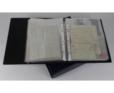 Large blue folder of letters & ephemera relating to 2/Lieut A A Partrige No 46 Squadron RAF. His training and brief service u