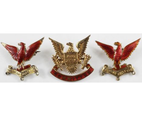 Badges (3) - American Eagle Club - silver & enamel badges, WW2 period, two designs, slight enamel damage to one badge. Two of