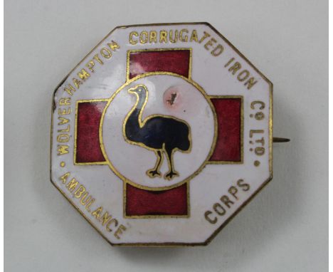 Badge - Wolverhampton Corrugated Iron Co. Ltd. Ambulance Corps. - poss WW1 period - some chips to the enamel.