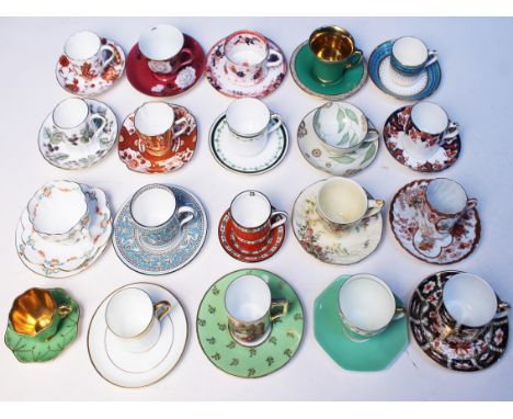 A group of twenty cabinet cups and saucers, makes include Royal Crown Derby, Noritake, Crown Devon, Cauldon, Wedgwood, Royal 