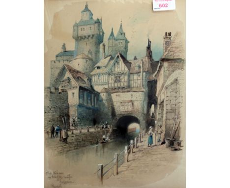 R Randolf. French town scenes. Watercolour. Pair. 26cm x 36cm. Signed.
