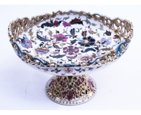A Zsolnay pedestal bowl, height 15.5cm. Condition - good, no chips, cracks nor any signs of restoration, general wear to incl
