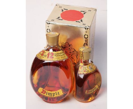 Two bottle John Haig Dimple Scotch whisky. Condition good level, wear to labels and box.