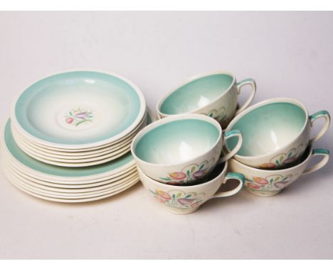 A group of six Susie Cooper trios. Condition - good, no chips, cracks nor any restoration, crazing only.