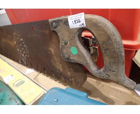Vintage tree saw ( two man ), L: 130 cm. Not available for in-house P&amp;P, contact Paul O'Hea at Mailboxes on 01925 659133 