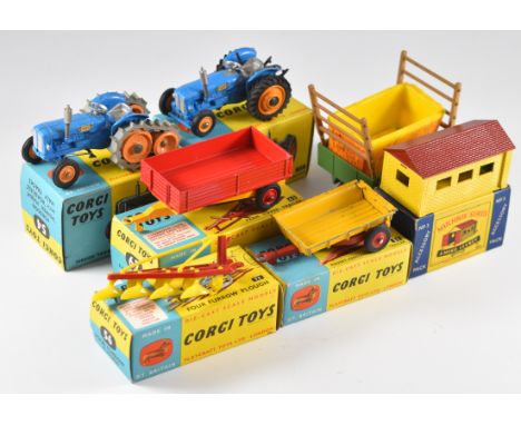 A collection of diecast model farming vehicles to include Corgi Toys Fordson 'Power Major' with Roadless Half Tracks, 54 and 