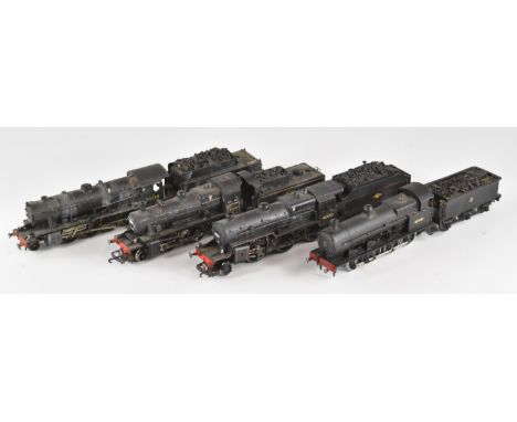 Four 00 gauge model railway steam locomotives comprising kit built 48942 G2, Lima 5F, Hornby Ivatt 2MT and a white metal kit 