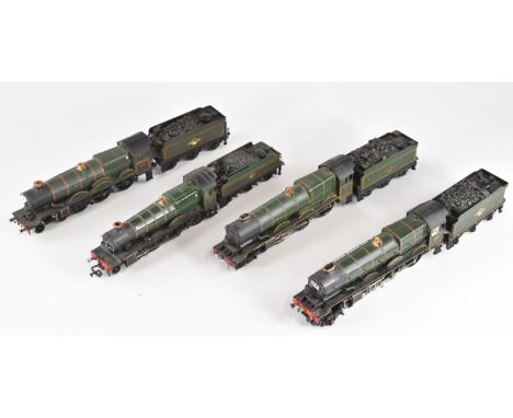 Four 00 gauge GWR model railway steam tender locomotives comprising Lima King, Hornby King, Airfix Castle and Mainline Manor