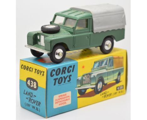 Corgi diecast model Land Rover 109 W.B with green body, yellow interior and silver hubs, 438, in original box