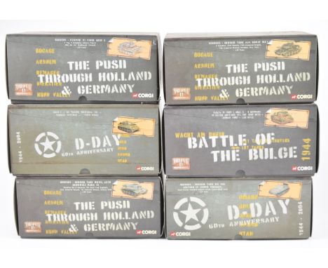 Six Corgi D-Day 60th Anniversary 1:50 scale diecast model tanks to include Cruiser Tank A34 Comet MK1 CC60605, Pzkpfw VI Tige