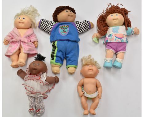 Five 1980' &amp; 90's Cabbage Patch dolls, largest 40cm tall.&nbsp;