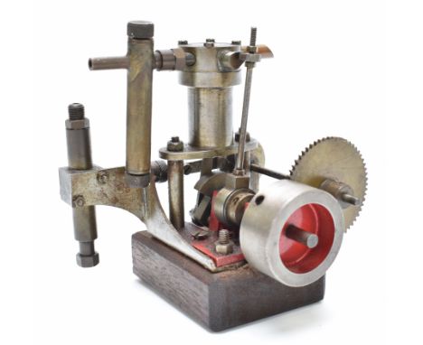 Live steam single cylinder engine with rotary type valve and attached feed pump, height 10.5cm