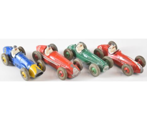 Four Dinky Toys diecast model racing cars comprising, Alpha Romeo 23F, Cooper-Bristol 23G, Ferrari 23H and Maserati 23N.