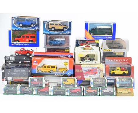 Forty diecast model Land Rovers to include Corgi, Oxford, ERTL, Solido and Vanguards, all in original boxes.