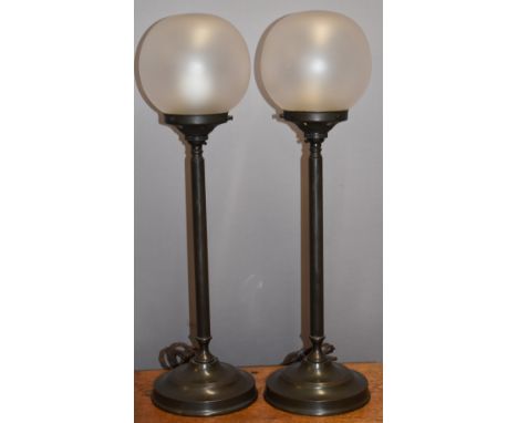 Pair of Art Deco globe table or bedside lights, height 54cm