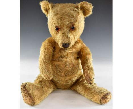 English Chad Valley or similar Teddy bear with blonde mohair, jointed limbs and stitched features, 50cm tall.&nbsp;