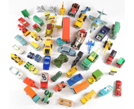 Over 50 diecast model cars and other vehicles including Corgi, Dinky, Matchbox, Lesney and Husky