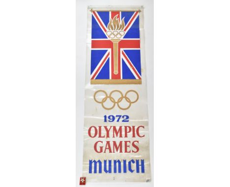 1972 Munich Olympics British team poster or banner on acetate or similar, 46 x 137cm, together with a 1984 Los Angeles Olympi