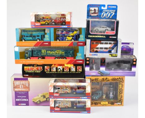 Twelve Corgi diecast model car sets to include military, public transport, TV/Film and emergency service vehicles, all in ori