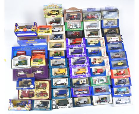 Fifty three Corgi, Lledo, Oxford and similar diecast model cars to include limited edition sets, all in original boxes.