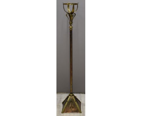 Art Nouveau copper and brass standard lamp in the manner of Benson