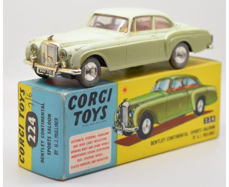 Corgi Toys diecast model Bentley Continental Sports Saloon by H.J Mulliner with two tone green body, red interior, silver hub