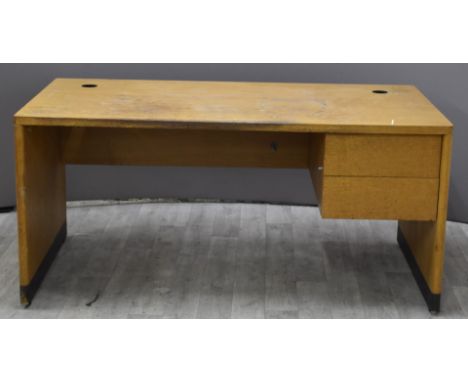 Gordon Russell of Broadway light oak desk, with two drawers below, W156 x&nbsp; D80 x H74cm