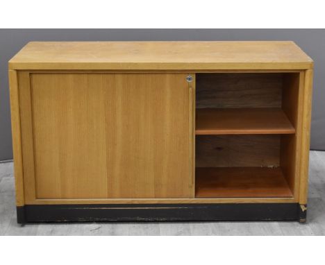 Two Gordon Russell of Broadway light oak tambour fronted cupboards, W120 x&nbsp; D50 x H70cm