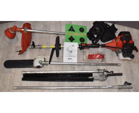 T-Mech 5 in 1 petrol garden multi tool, comprising strimmer and brush cutter, hedge cutter, extension tube and chainsaw