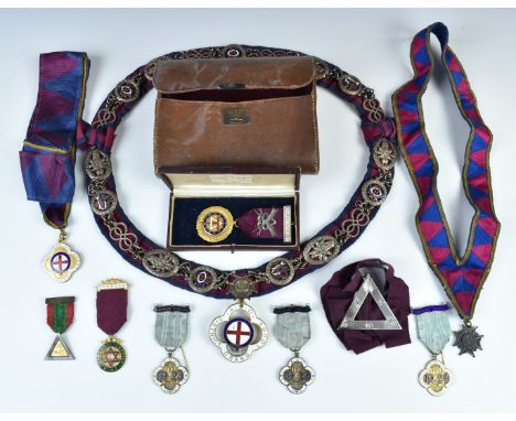 Ancient Order of Druids jewels and medals, many by Toye &amp; Co. to include 9ct gold and enamel example, hallmarked silver e