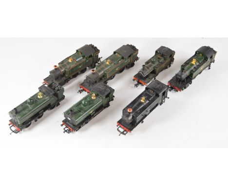 Seven 00 gauge GWR model railway tank locomotives comprising Mainline, Lima and Airfix Prairie tanks, Mainline, Hornby and Li