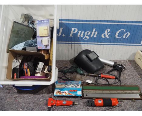 2- Clarke air tools, welding accessories, soldering accessories and assorted other tools 