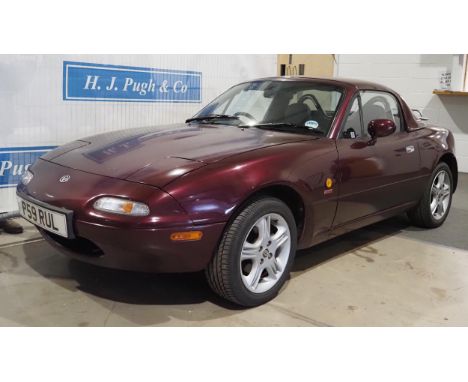 Mazda MX5 Mk1. 1996. 1840cc. Limited edition Merlot, chrome roll bars, solid winter roof. Starts and drives, comes with folde