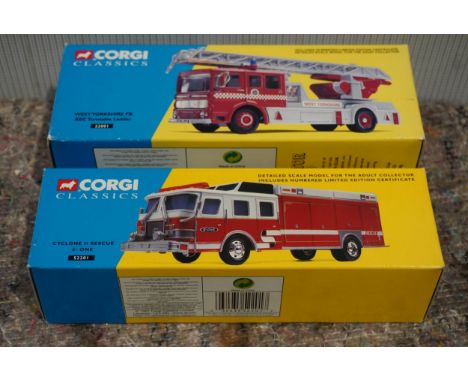 Corgi Classics West Yorkshire Fire Brigade AEC turntable ladder and Cyclone 11 Rescue brand new in boxes 