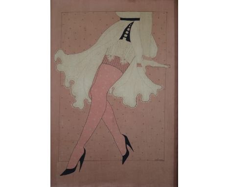 K TAYLERSON (BRITISH)&nbsp; LEGS WITH STOCKINGS AND HEELS Serigraph, signed lower right, 88 x 60cm Condition Report:Available