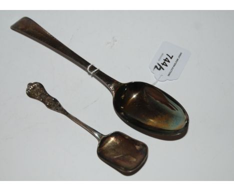 An early silver spoon with indistinct marks and a Glasgow caddy spoon, 80grams (2) Condition Report:Available upon request