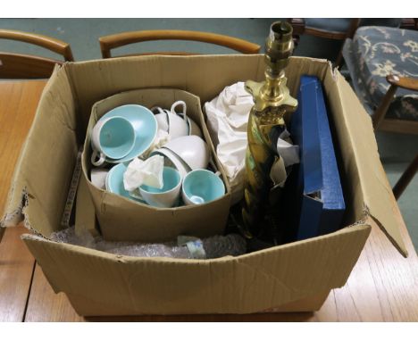 A box of assorted ceramics to include Poole tea cups and saucers Condition Report:Available upon request