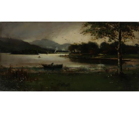 FRED HOWSON&nbsp;Loch scene, signed, oil on board, 23 x 46cm Condition Report:Available upon request