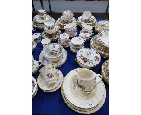 Two Royal Crown Derby Derby Days pattern trios, with matching milk jug, sugar bowl, two dinner plates, bowls, side plates and