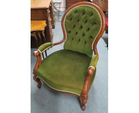 A 20th century mahogany button back parlour armchair Condition Report:Available upon request