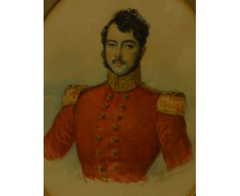 Portrait of an army officer, inscribed Firenze, 1833, oval 20cm x 15cm, stipple engraving after Angelica Kauffman, and an eng