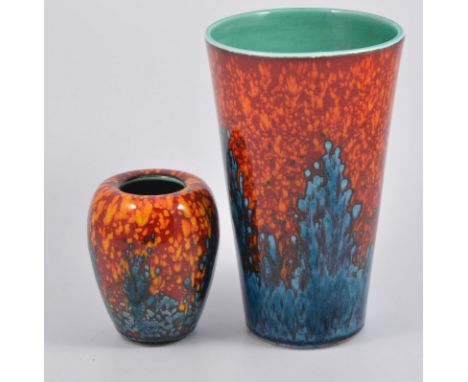 Poole Pottery vases, 24cm and 13cm. (2)