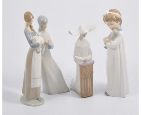 Lladro and Nao figures, including nuns, children and geese, (12).