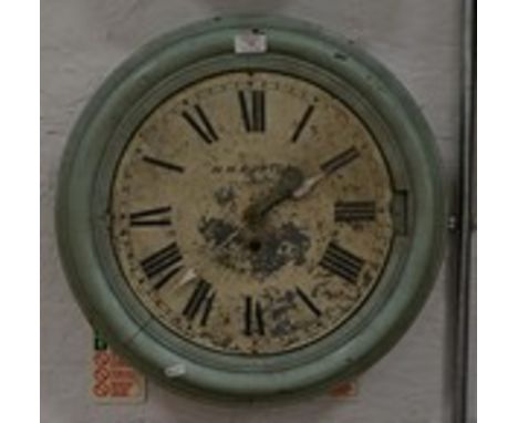 H.H. Burton, Leicester, factory wall clock, from Farmer's Hosiery, Northampton Street, Leicester, circular white enamel dial 
