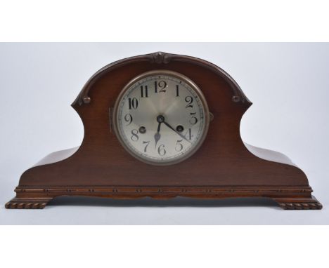 Twin train mantel clock, Arabic dial, 49cms.