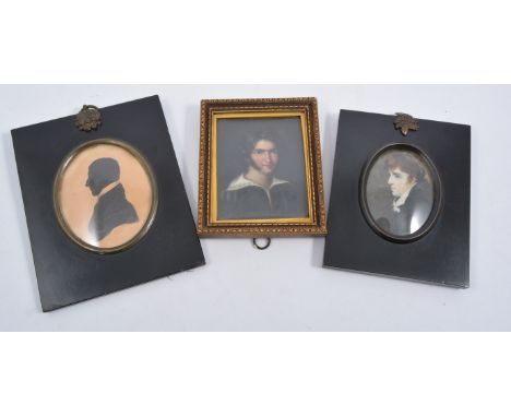 Italian School, 19th Century, head and shoulders miniature portrait of a man, oil on metal panel, with a piece of card inscri